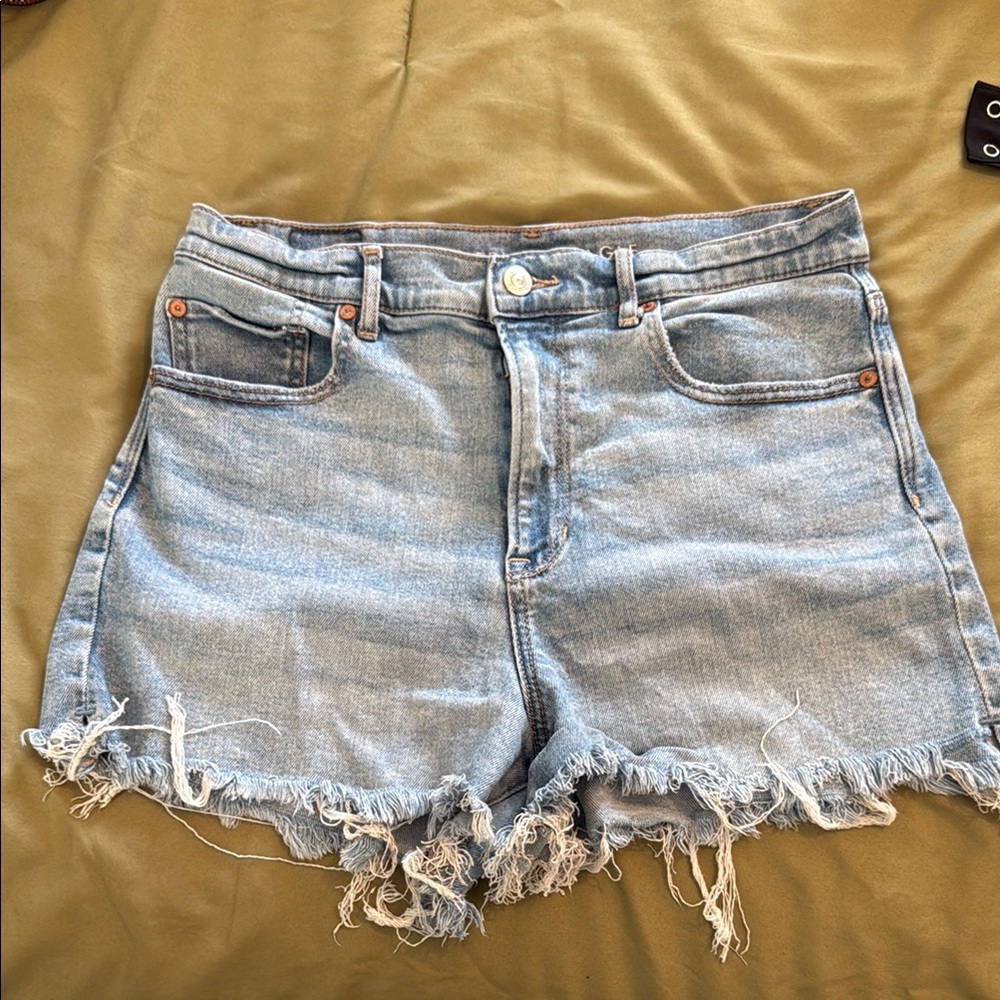 American Eagle Outfitters Light Blue Frayed Jean Shorts